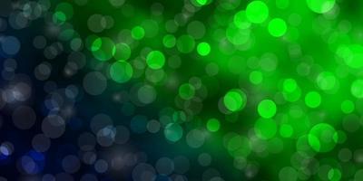 Dark Green vector background with circles.