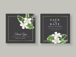 Beautiful floral tropical wedding invitation card vector