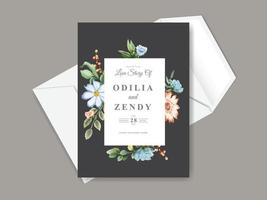 elegant wedding invitation template with beautiful floral design vector