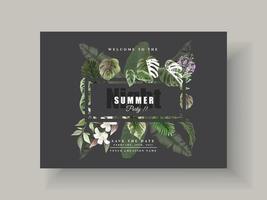 Beautiful floral tropical party invitation card vector