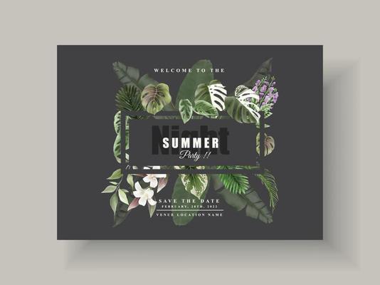 Beautiful floral tropical party invitation card