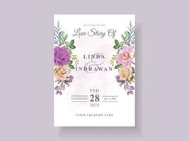 elegante plantilla de invitación de boda con hermoso diseño floral vector