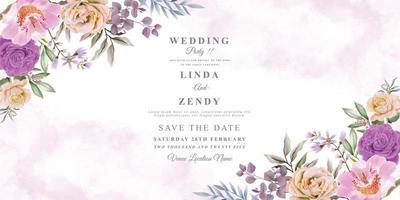 elegant wedding invitation template with beautiful floral design vector