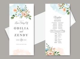 elegante plantilla de invitación de boda con hermoso diseño floral vector