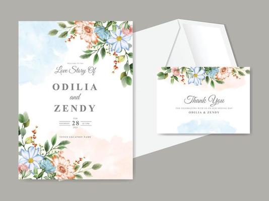 elegant wedding invitation template with beautiful floral design