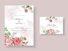 elegant wedding invitation template with beautiful floral design vector