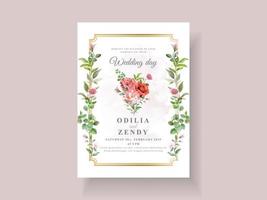 elegant wedding invitation template with beautiful floral design vector