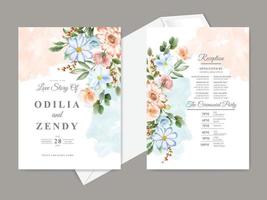 elegante plantilla de invitación de boda con hermoso diseño floral vector