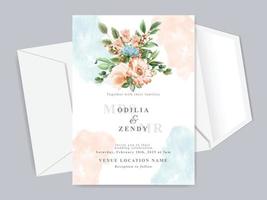 elegante plantilla de invitación de boda con hermoso diseño floral vector