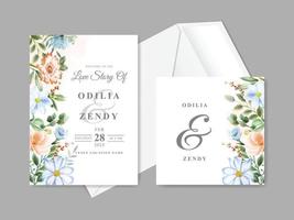 elegante plantilla de invitación de boda con hermoso diseño floral vector