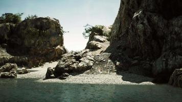 coastal view of a sand beach with cliffs video