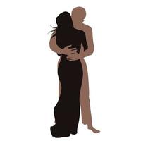 feliz día de san valentín, una pareja joven abraza la silueta vectorial del personaje en el fondo blanco, ilustración de personajes para proyectos temáticos de parejas jóvenes como la boda y el día de san valentín. vector