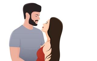 feliz día de san valentín, pareja joven mirando a los ojos ilustración de vector de personaje sobre fondo blanco, ilustración de personaje para proyectos temáticos de pareja joven como boda y día de san valentín.