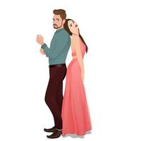 feliz día de san valentín, ilustración de personaje de pareja feliz sobre fondo blanco, ilustración de personaje para proyectos temáticos de pareja joven como boda y día de san valentín. vector