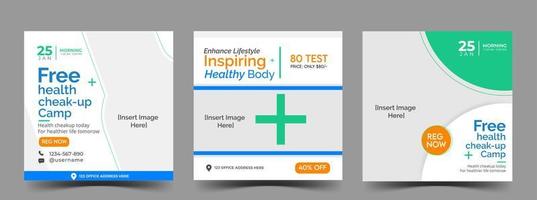 publicación en redes sociales de chequeo de salud vector