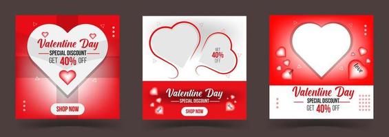 Valentines day special discount social media post design vector
