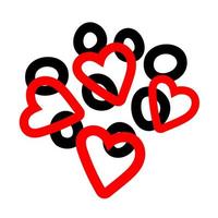 día de san valentín doodle forma de burbujas abstractas y amor de corazón rojo. elemento abstracto para el día del amor. ilustración dibujada a mano para web, tarjeta, volante, vacaciones, pegatina vector