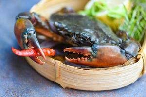 Seafood crab on tray, Fresh raw crab ocean gourmet in the restaurant for cooked food. photo