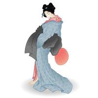 Geisha holding a fan vector