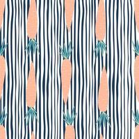 Cute orange carrot seamless pattern on stripes background. Botanical wallpaper. vector