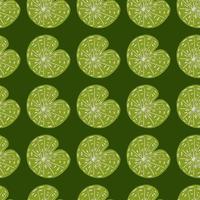 Scrapbook botany seamless pattern in green olive tones with hand drawn simple lily water silhouettes print. vector