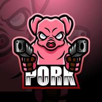 Pork mascot esport logo design vector