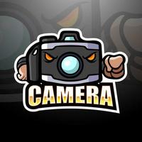 Camera mascot esport logo design vector