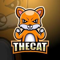 Strong cat mascot esport logo design vector