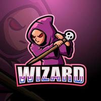 Wizard mascot esport logo design vector