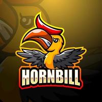 Hornbill mascot esport logo design vector