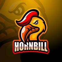 diseño de logotipo de esport de mascota hornbill vector