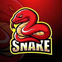 Red snake mascot esport logo design vector