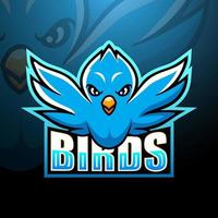 Blue bird mascot esport logo design vector