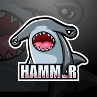 Hammerhead shark mascot esport logo design vector