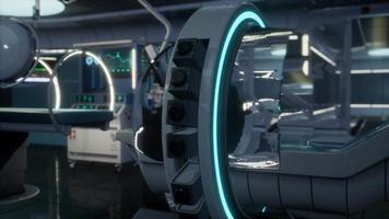 Escáner de resonancia magnética de ciencia ficción futurista equipos médicos en el hospital