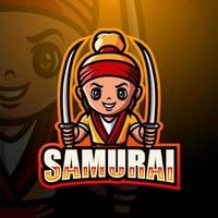 diseño de logotipo de esport de mascota samurai vector