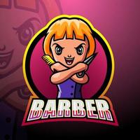 Barber mascot esport logo design vector