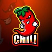Chili mascot esport logo design vector