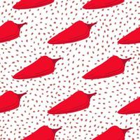Chilli seamless pattern on dots background. Chile peppers wallpaper. vector