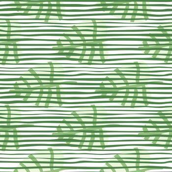 Flat leaves seamless pattern on line background. Botanical backdrop. Decorative backdrop for fabric design, textile print, wrapping, cover. vector