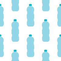 Seamless pattern with blue plastic bottles on white background. vector