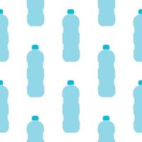 Seamless pattern with blue plastic bottles on white background. vector