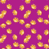 Bloom seamless floral pattern with bright yellow childish flowers ornament. Pink background. vector
