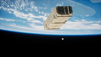 old wood box on Earth orbit video