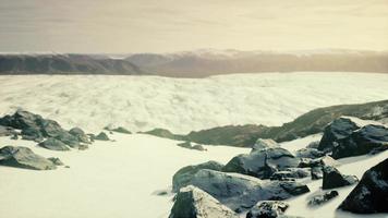 lava rock and snow in winter time in Iceland video