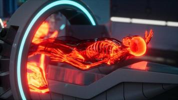 human skeleton bones scan exam in lab video