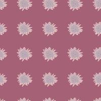 Seamless pattern with hand drawn sun faces simple ornament. Purple color pastel palette. Cartoon backdrop. vector