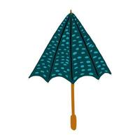 Half open umbrellas with polka dots isolated on white background. Abstract umbrellas dark blue color in style doodle. vector