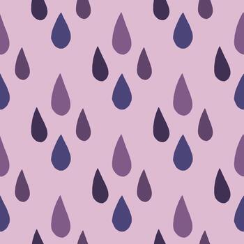patrón sin costuras con gotas de lluvia sobre fondo morado. diseño simple con gotas. vector