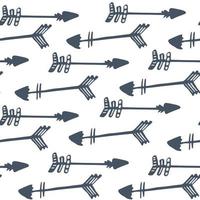 Hand drawn arrows seamless pattern isolated on white background. Tribal endless wallpaper in doodle style. Decorative backdrop for fabric design vector